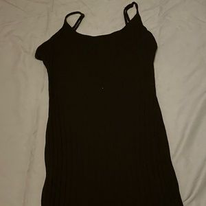 Little black spaghetti strap double mini slit dress